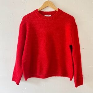 Anthropologie THML Red Striped Textured Crew Neck Sweater Size L
